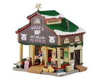 Lemax polly&apos;s pot-bellied pig rescue verlicht kersthuisje Harvest Crossing 2025 - thumbnail