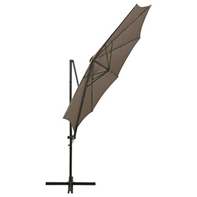 Zweefparasol met paal en LED-verlichting 300 cm taupe Zweefparasol met paal en LED-verlichting 300 cm taupe