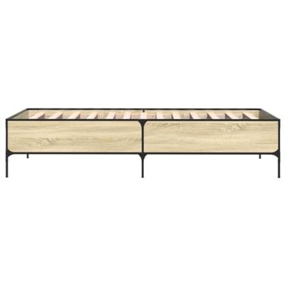 Bedframe bewerkt hout en metaal sonoma eikenkleurig 100x200 cm