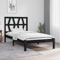 Bedframe massief grenenhout zwart 75x190 cm - thumbnail