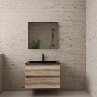 Badmeubel Boss & Wessing Paris 80 cm Mat Zwart Wastafel Compleet Canyon Oak Boss & Wessing