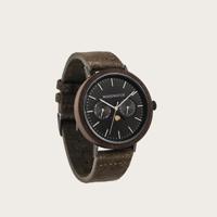 Houten Horloge Brushed Iron Walnut Khaki - thumbnail
