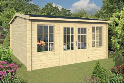 Tuindeco Meaghan Blokhut 450x450 cm 40 mm vuren blank- Zadeldak- Onbehandeld vurenhout- Tuindeco Tuindeco Meaghan Blokhut 450x450 cm 40 mm vuren blank- Zadeldak- Onbehandeld vurenhout- Tuindeco