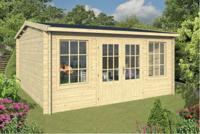 Tuindeco Meaghan Blokhut 450x450 cm 40 mm vuren blank- Zadeldak- Onbehandeld vurenhout- Tuindeco - thumbnail