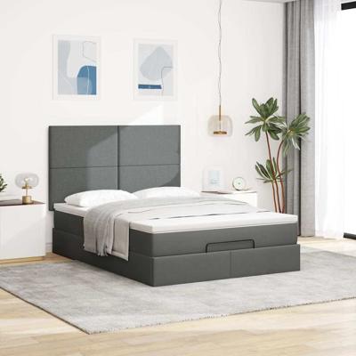 Ottoman bed met matras 140x190cm stof donkergrijs