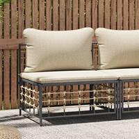 Tuinmiddenbank met beige kussens poly rattan - thumbnail