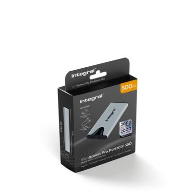 Integral SlimXpress Pro INSSD500GPORT3.2SLIMXS externe solide-state drive Thunderbolt technologie 500 GB USB Type-C USB 3.2 Gen 2x2 Zilver Integral SlimXpress Pro INSSD500GPORT3.2SLIMXS externe solide-state drive Thunderbolt technologie 500 GB USB Type-C USB 3.2 Gen 2x2 Zilver
