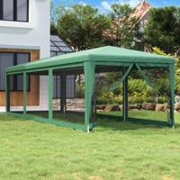 Partytent met 8 mesh zijwanden 3x9 m HDPE groen - thumbnail