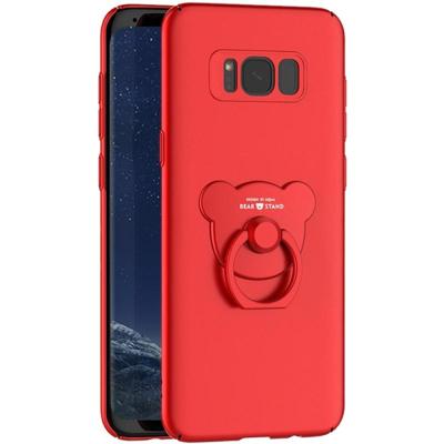 AIQAA voor Galaxy S8 PLUS / G955 effen kleur metaal verf Plastic PC Dropproof beschermhoes met dragen Ring Holder(Red)