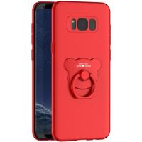 AIQAA voor Galaxy S8 PLUS / G955 effen kleur metaal verf Plastic PC Dropproof beschermhoes met dragen Ring Holder(Red) - thumbnail