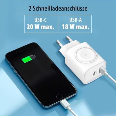 Eaxus Ladestation 3in1 USB-laadstation 22.0 W 1x USB-A, 1x USB-C, 1x Apple MagSafe Fast Charge, Magsafe Wit Binnen Wireless Charger, Snellader
