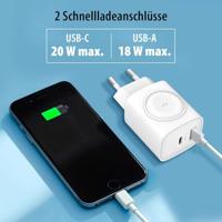 Eaxus Ladestation 3in1 USB-laadstation 1x USB-A, 1x USB-C, 1x Apple MagSafe Wit Binnen - thumbnail