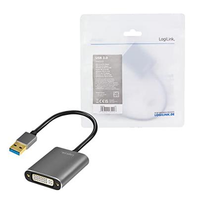 LogiLink UA0232 USB / DVI Adapter [1x USB 3.2 Gen 1 stekker A (USB 3.0) - 1x DVI-bus 24+5-polig] Zwart 10.00 cm
