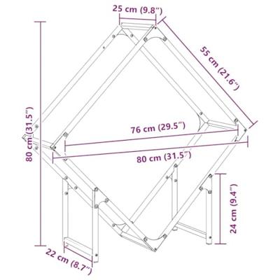 Brandhoutrek 80x25x80 cm koudgewalst staal antracietkleurig
