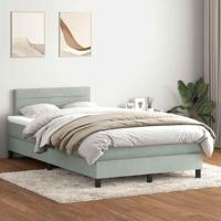 Boxspring met matras fluweel lichtgrijs 120x210 cm - thumbnail