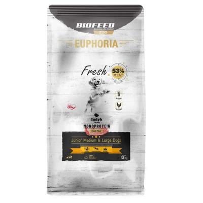 BIOFEED Euphoria Fresh Junior Medium & Large Monoprotein Turkey - droog hondenvoer - 12kg