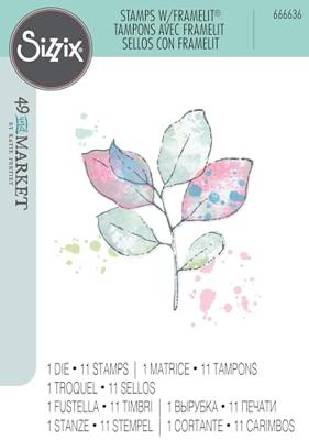 Sizzix • clear stamps set a5 with framelits die painted pencil leaves