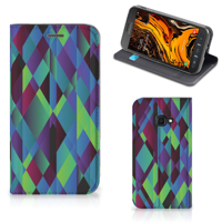 Samsung Galaxy Xcover 4s Stand Case Abstract Green Blue - thumbnail