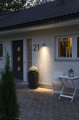 Modena wandlamp licht onder grijs metaal met GU10 fitting 7657-300 Konstsmide