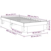 Bedframe zonder matras 80x200 cm massief hout eiken - thumbnail