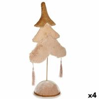 Kerstboom Polyester Beige Gouden Hout 12 x 43 x 22 cm (4 Stuks) - thumbnail