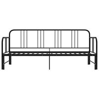 Slaapbankframe uittrekbaar metaal zwart 90x200 cm - thumbnail