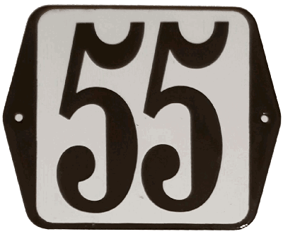 Huisnummer naambordje standaard 15x12 cm nummer 55 - Warentuin mix