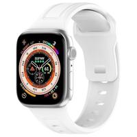 By Qubix - Square siliconen band - Wit - Compatible met Apple Watch 38mm / 40mm / 41mm / 42mm - Compatible Apple watch bandjes - thumbnail