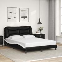 Bedframe zonder matras "Hvar" kunstleer zwart en wit 140x190 cm - thumbnail