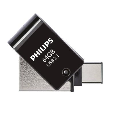 Usb stick 3.1 philips 2in1 usb-c usb-a 64gb zwart Usb stick 3.1 philips 2in1 usb-c usb-a 64gb zwart