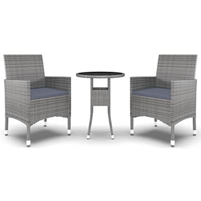 3-delige Tuinset poly rattan grijs