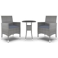 3-delige Tuinset poly rattan grijs - thumbnail
