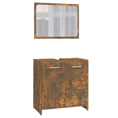 Badkamermeubelset bewerkt hout gerookt eikenkleurig Badkamermeubelset bewerkt hout gerookt eikenkleurig