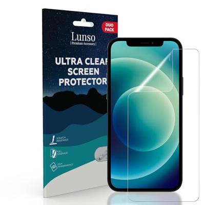 Lunso - Duo Pack (2 stuks) Beschermfolie - Full Cover Screen Protector - iPhone 12 / iPhone 12 Pro Lunso - Duo Pack (2 stuks) Beschermfolie - Full Cover Screen Protector - iPhone 12 / iPhone 12 Pro