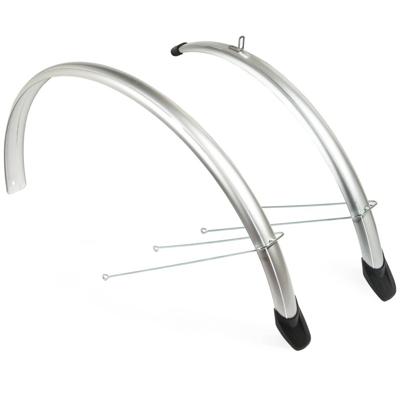 Eurofender spatbordenset 28 inch 58 mm kunststof zilver