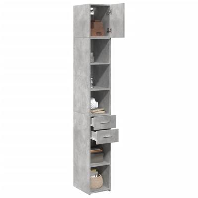 Opbergkast smal 30x42,5x225 cm bewerkt hout betongrijs