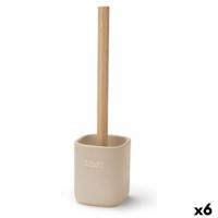 Toiletborstel Berilo Wit Beige Hout Polyresin 9,6 x 37 x 9,5 cm (6 Stuks) - thumbnail