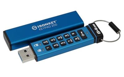Kingston IronKey Keypad 200 USB-stick Retail 64 GB Blauw IKKP200/64GB USB-A 3.2 Gen 1 Kingston IronKey Keypad 200 USB-stick Retail 64 GB Blauw IKKP200/64GB USB-A 3.2 Gen 1