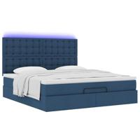 Ottoman bed met matras en LED's 160x200cm stof blauw - thumbnail