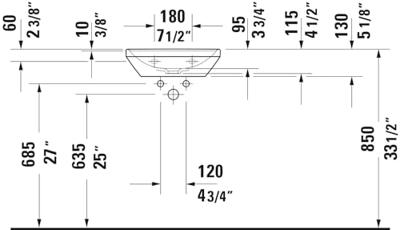 Fontein Duravit D-Neo Inbouw Met Kraanvlak Zonder Kraangat 45 cm Hoogglans Wit Duravit - thumbnail
