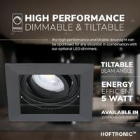 Durham vierkante LED inbouwspot - 4 Watt 345 lumen - 2700k warm wit - GU10 - Dimbaar Kantelbaar - Voor binnen - Zwart - thumbnail