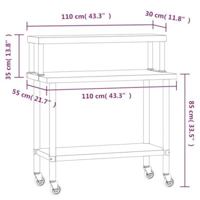 VidaXL Keukenwerktafel met bovenschap 110x55x120 cm roestvrij staal VidaXL Keukenwerktafel met bovenschap 110x55x120 cm roestvrij staal