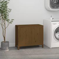Wasmand 88,5x44x76 cm massief grenenhout honingbruin - thumbnail