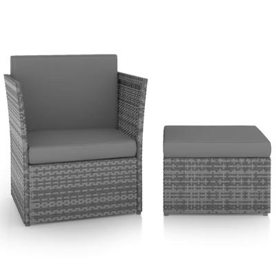 VidaXL Tuinstoel met voetenbank poly rattan antracietkleurig VidaXL Tuinstoel met voetenbank poly rattan antracietkleurig