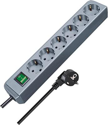 Brennenstuhl Eco-Line stekkerdoos met schakelaar 6-voudig zilver grijs 1,5 m H05VV-F 3G1,5 - 1159540015