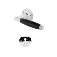 De Oude Deurklink Klassiek geveerd glanzend nikkel rond en sleutelrozet - thumbnail