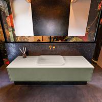 Badkamermeubelset Mondiaz Erin 150 cm met 1 Lade met RIDGE Wastafel Midden Linen Zonder Kraangaten Greeploos Mat Army - thumbnail