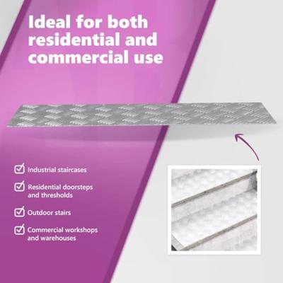 VidaXL Trap tread rechthoekig 4 pcs zilver 90 x 30 cm aluminium