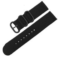 Wasbaar nylon canvas horlogeband band breedte: 20mm (zwart met zwarte ring gesp) - thumbnail