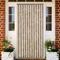 VidaXL Vliegengordijn 100x220 cm chenille donkerbruin en beige - thumbnail